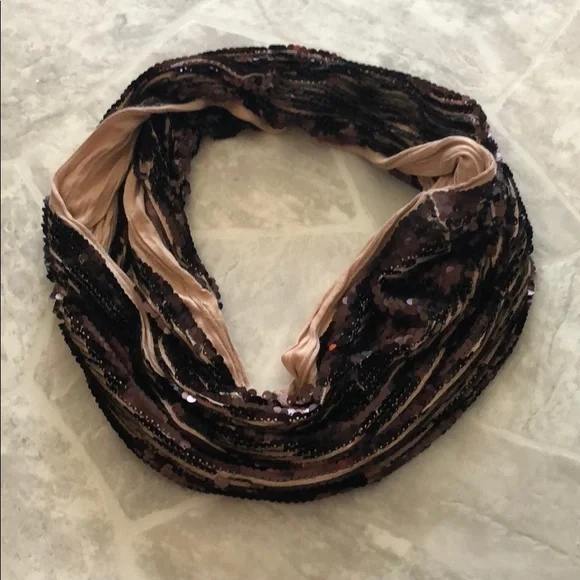 Express brown sequins shiny sparkly infinity scarf - Picture 1 of 4